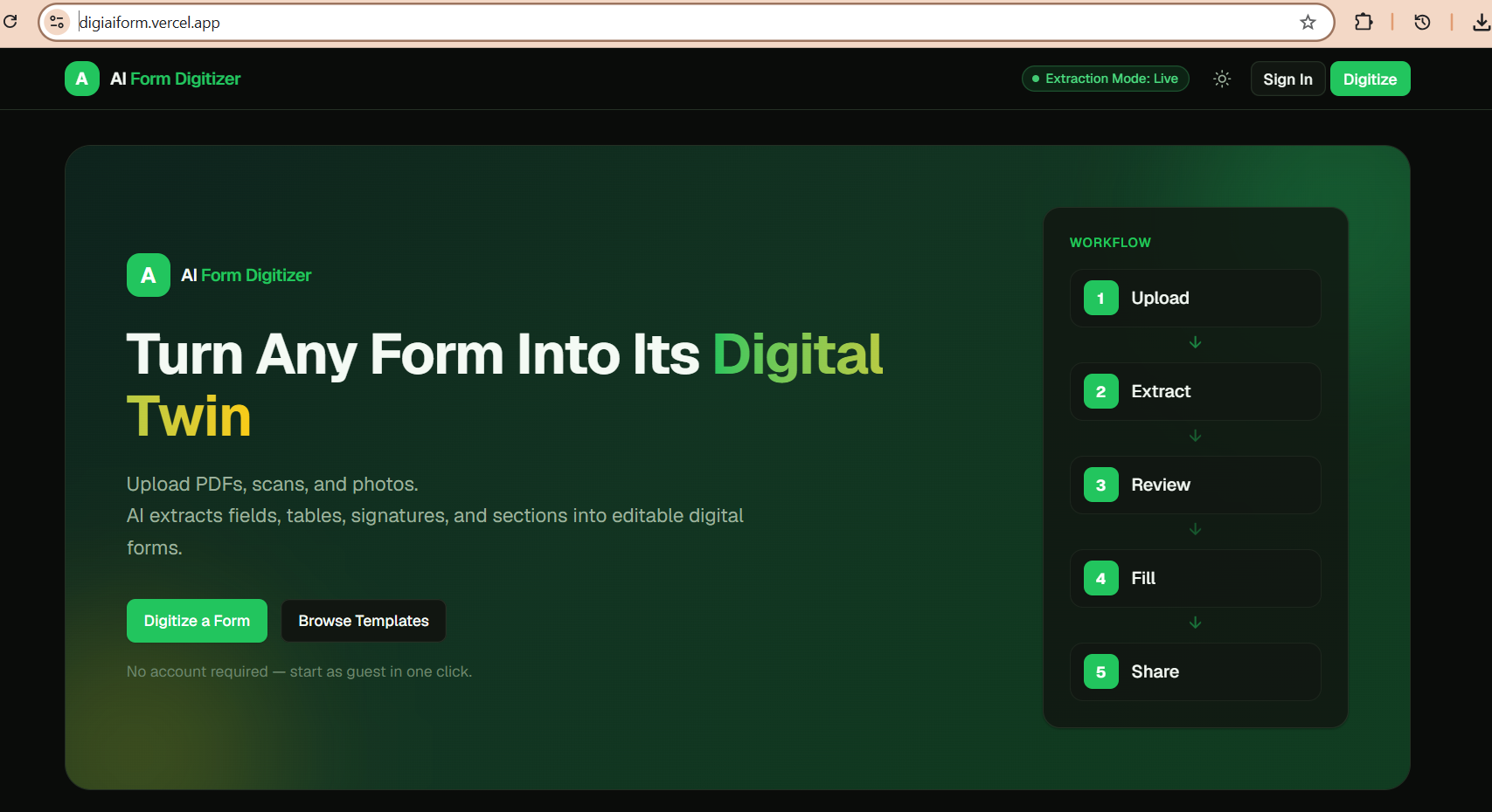 AI Form Digitizer — application screenshot